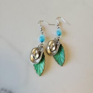Handmade Western Silver Tone Cowboy Hat Earrings w/ 925 ear hooks